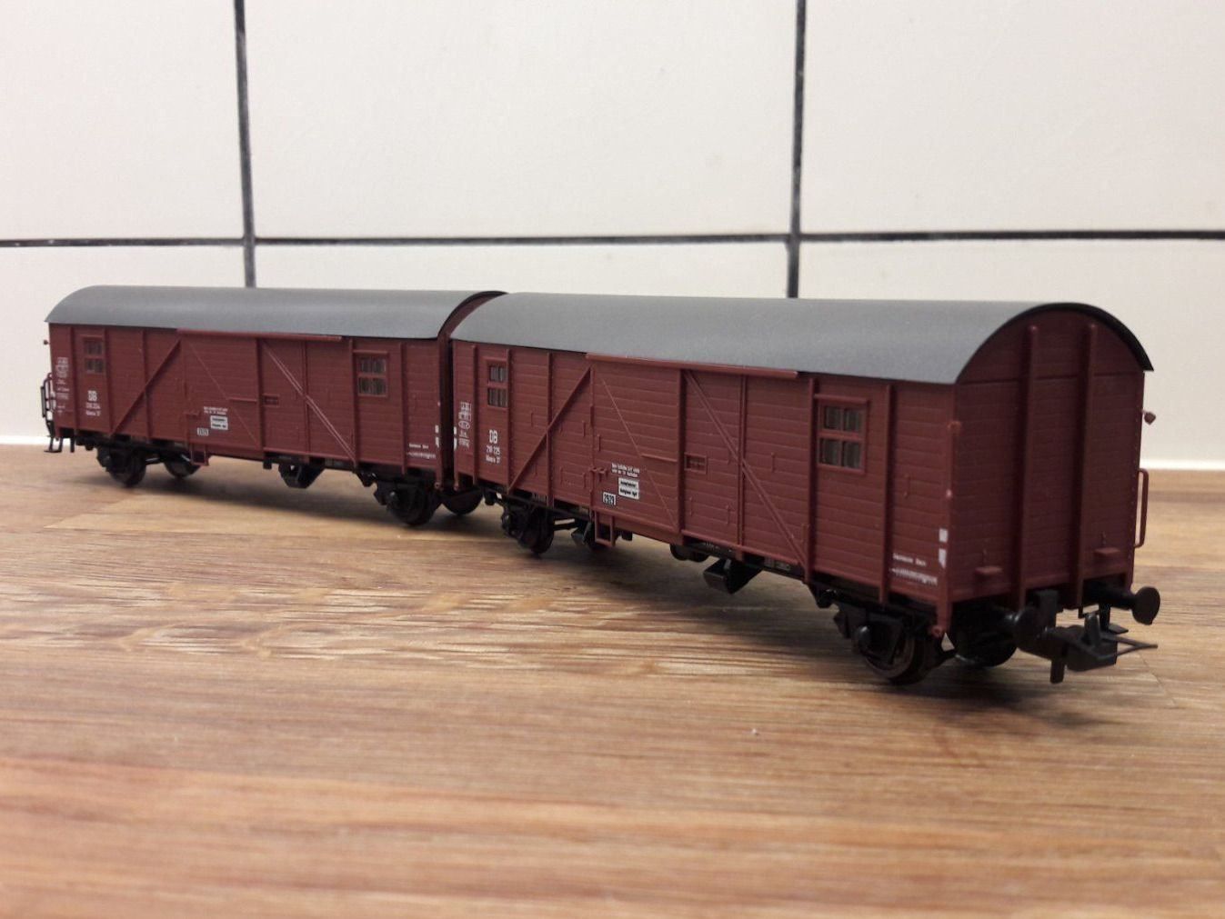 Modellini di ferrovie: Röwa ? HO DC : DB double-wagon couvert "Gllmehs" – Usato da Buttes venduto da Cafe2005