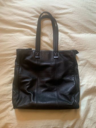 Stylish Black Leather Tote Bag - Bally