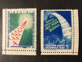 1933, 2 Flugpost- Vignetten **, Roma-Chicago-New York-Roma
