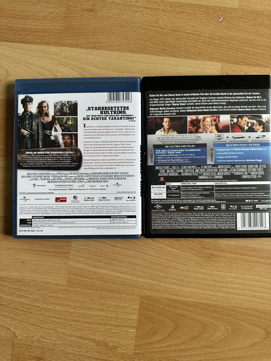 Tutti i DVDs: Casino 4K and Inglorious Bastards Blu Ray  – Usato da Zürich venduto da Troy_K 1