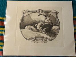 ex libris, bayros signiert, g. schneider basel, selten 26/21