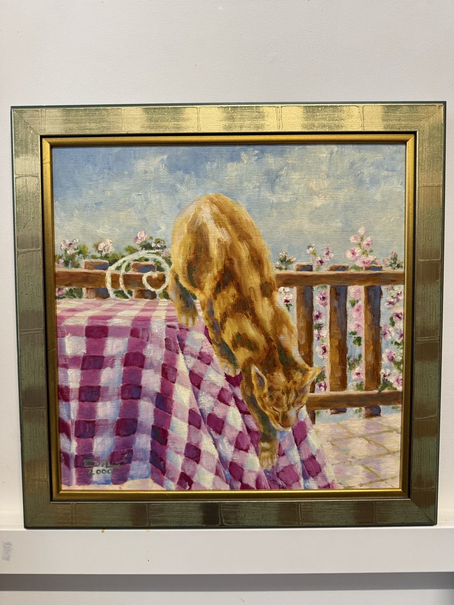 Gemälde: Original "Resting Cat" Oil Painting Framed - Summer – Gebraucht aus Morges von SevArt 2