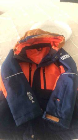 Giacca da sci colore blu e arancione usato