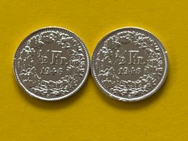 1/2 Fr. 1 x 1946, 1 x 1948 vorzüglich