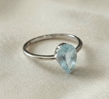Zarter Aquamarin Silber 925 Ring - Neu