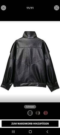 Schöne schwarze Kunstlederjacke Oversize