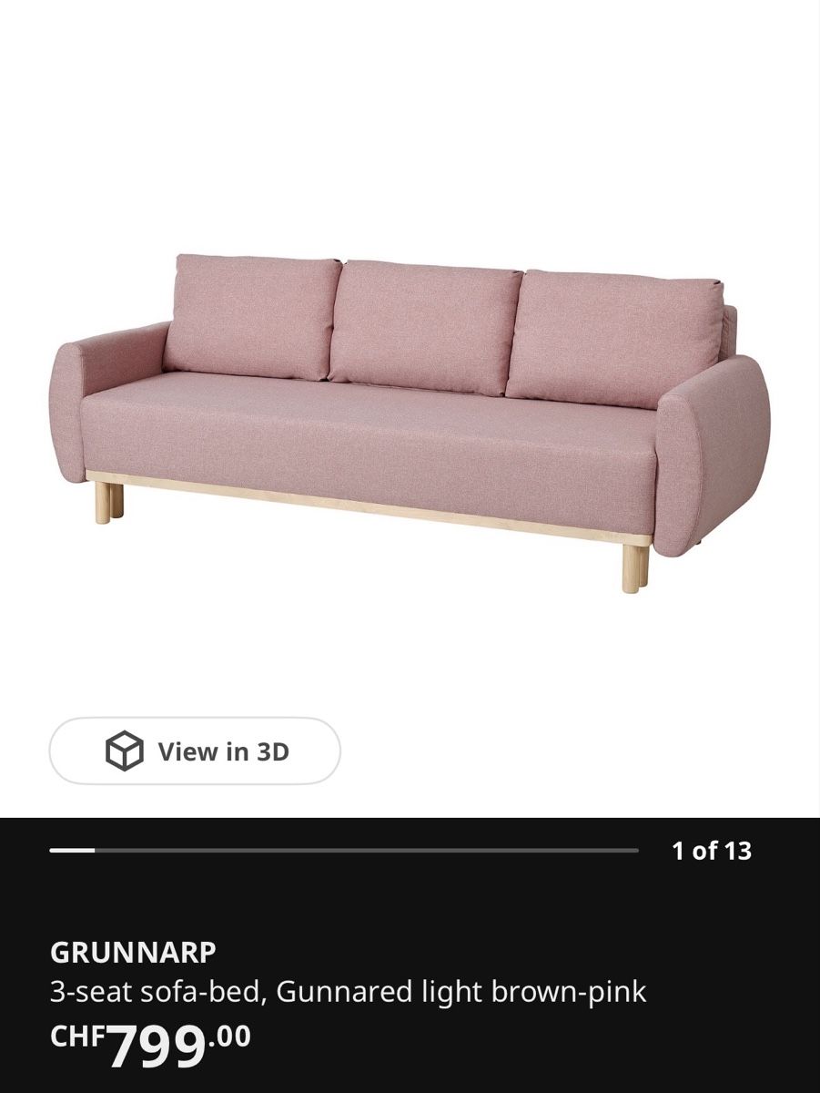 Ikea Sofas: Sofa bed IKEA GRUNNARP pink – Gebraucht aus Egg b. Zürich von jen_hm7m 3