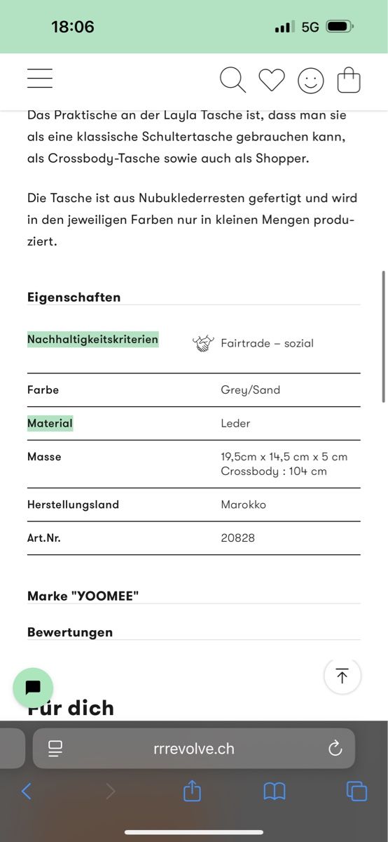Borse da donna: YOOMEE Layla Tasche, grau, neu mit Etikett – Nuovo e nell'imballaggio originale da Erlinsbach SO venduto da aka_5b2y 6
