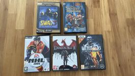 PC Spiele Konvolut SWAT 3, NHL 2004, Sielder 7, DA2, BF3