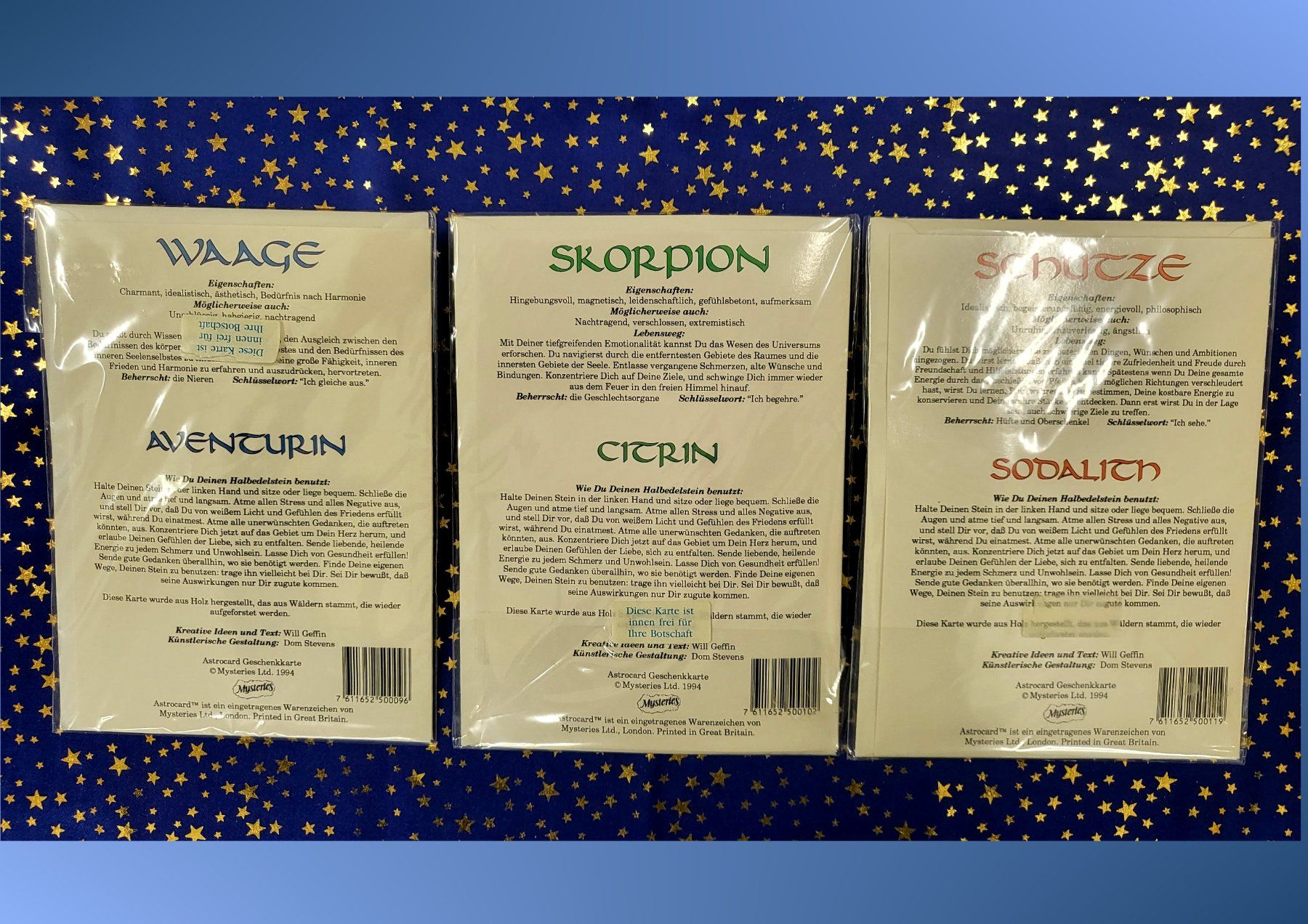Cartoline: Sternzeichen-Kartenset mit Halbedelsteinen : 12er - Set – Nuovo e nell'imballaggio originale da Linden venduto da Mb2bb 7