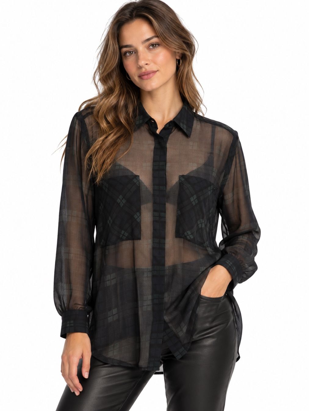 Camicette: McGregor Bluse transparent kariert schwarz Gr. 38 – Nuovo (secondo la descrizione) da Regensdorf venduto da sec_l5cr