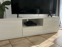 Meuble TV blanc laqué moderne - Pfister