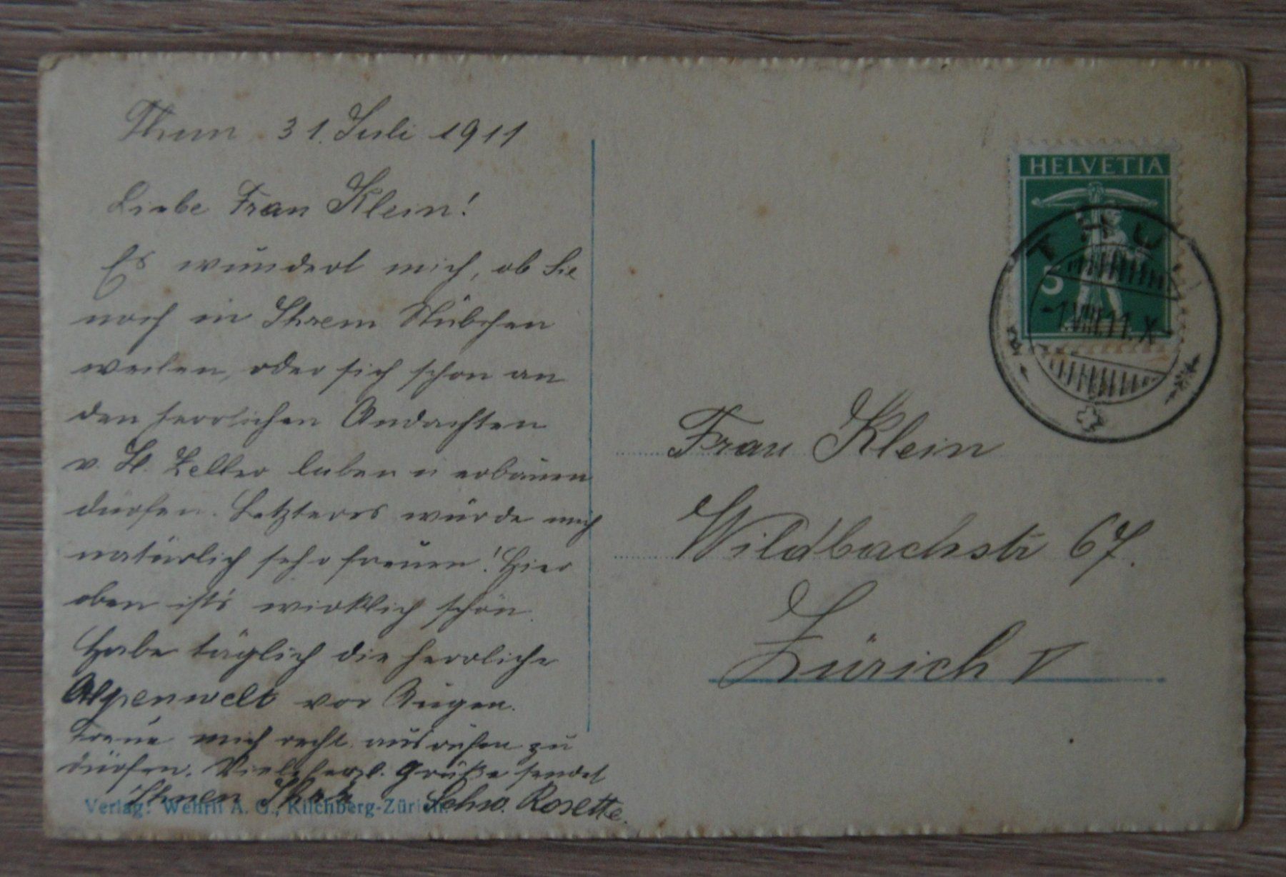 Cartoline postali: Thun-Scherzligen, 1911 – Usato da St. Margrethen SG venduto da maege07 1
