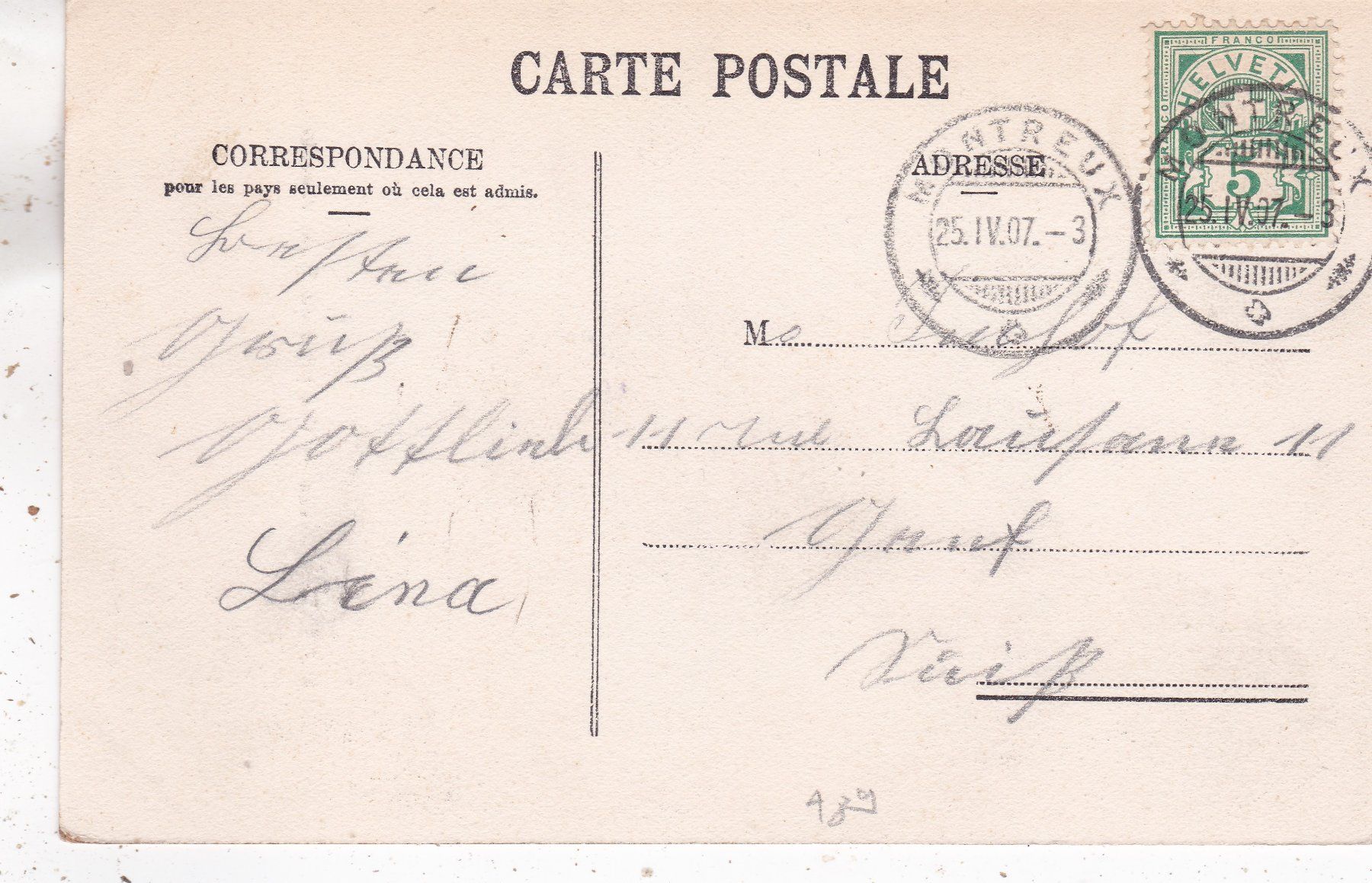 Cartoline postali: Montreux 1907 – Usato da Herisau venduto da Lisegrat2008 1