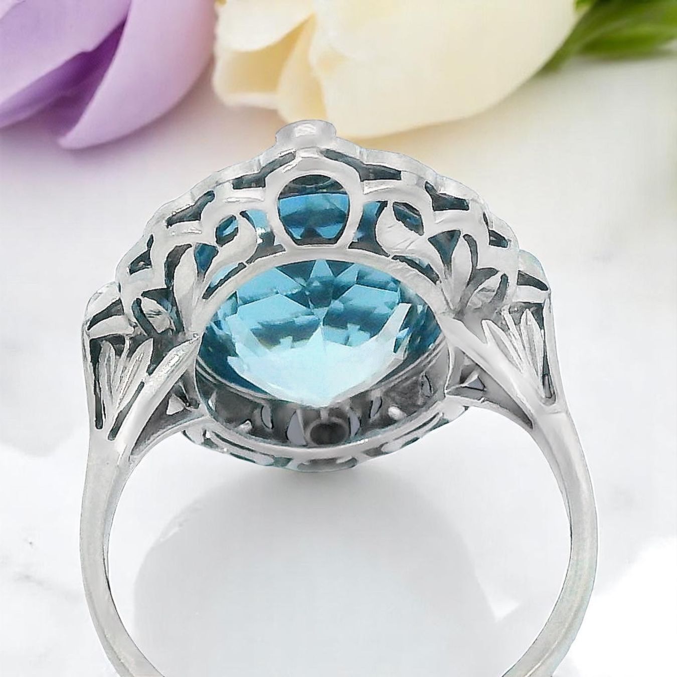 Bagues: Aquamarin Ring & Diamanten 14k Gold – D'occasion à Embrach par estzeh1 3