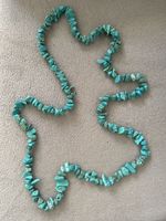 Collier long pierres turquoises en éclats, bijou bohème chic