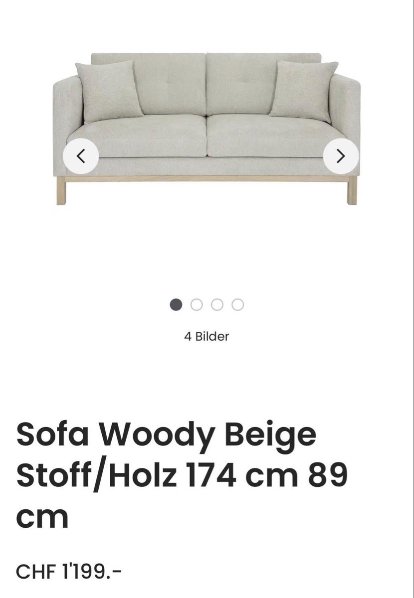 Livique Sofas: Sofa Beige Stoff/Holz 174 cm 89 cm – Neu (gemäss Beschreibung) aus Olten von djo_9yv5
