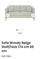Sofa Woody Beige Stoff/Holz 174 cm 89 cm