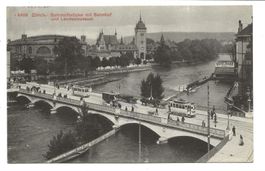 Zürich - Stadt - Bahnhofbrücke - Tram - Hotel Bauer - 1911