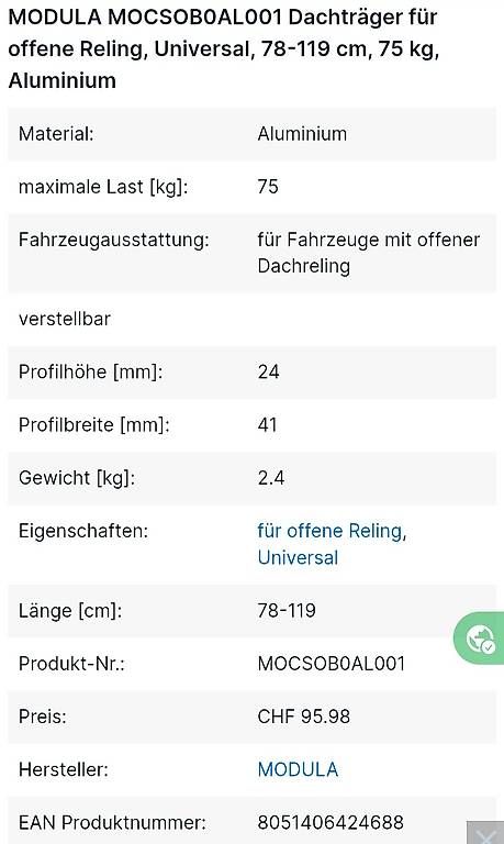Portapacchi: Modula Dachträger – Nuovo e nell'imballaggio originale da Mamishaus venduto da ucs_lp7j 1