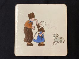 Vintage Keramik Untersetzer 15 x 15 x 1 cm.