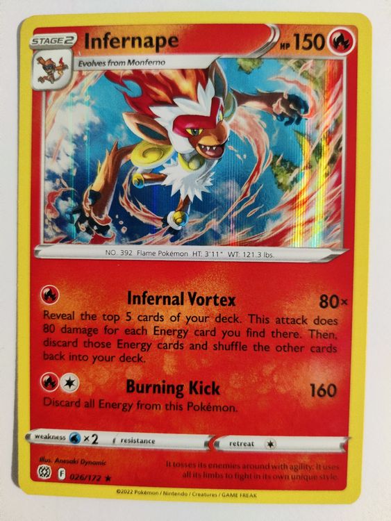 Lotto Di 3 Carte Pokemon Infernape 026/172 | Evolution Pokemon Brilliant Stars - Raro Stage 2 Fire (possibile Lamina)