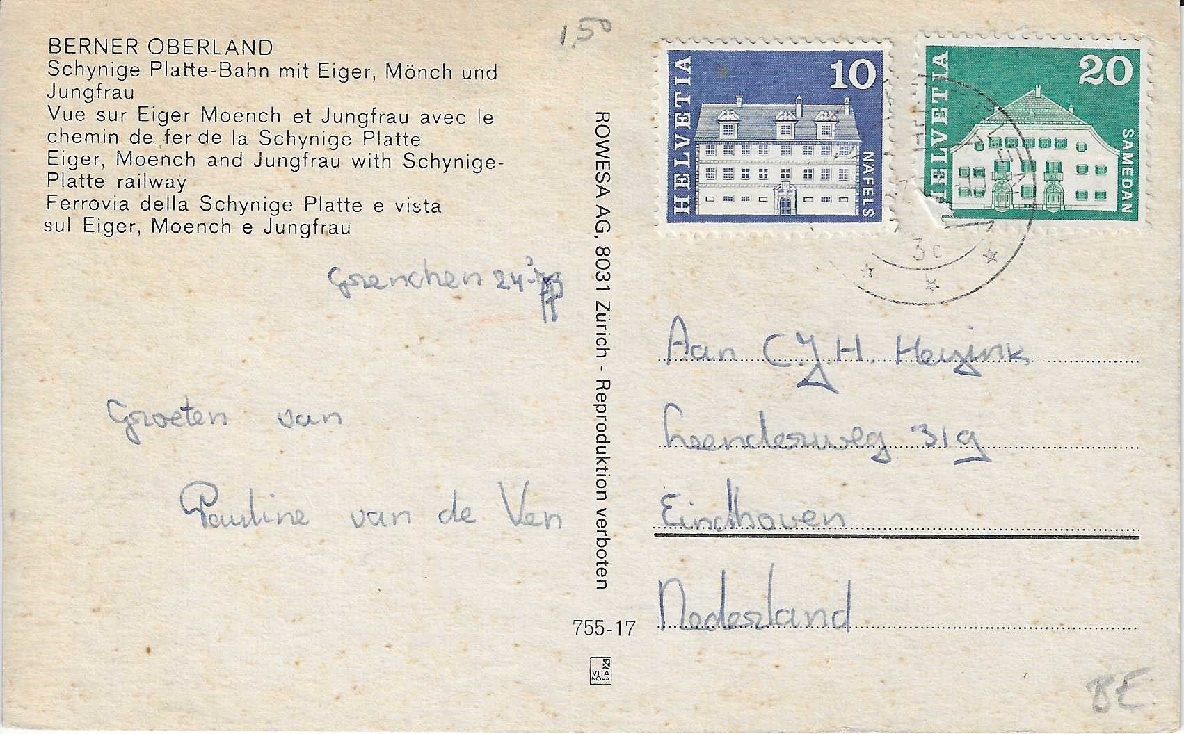 Cartoline postali: Schynige Platte-Bahn – Usato da Rothrist venduto da Stranglehold 1
