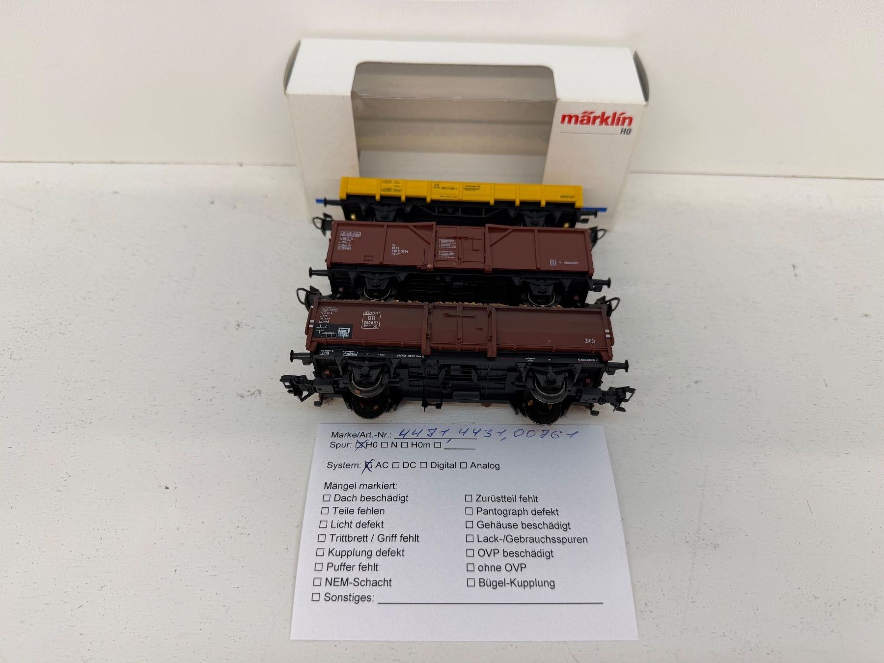 Märklin Trains électriques: Märklin 4471, 4431, 00761 Güterwagen - Set der DB – D'occasion à Büsserach par ModellbahnDepot 8