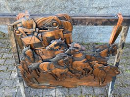 wunderschönes grosses Kupferrelief Postkutsche Rudolf Koller