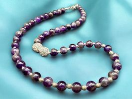 Unikat 💎 Halskette mit Amethyst und Silber, neu