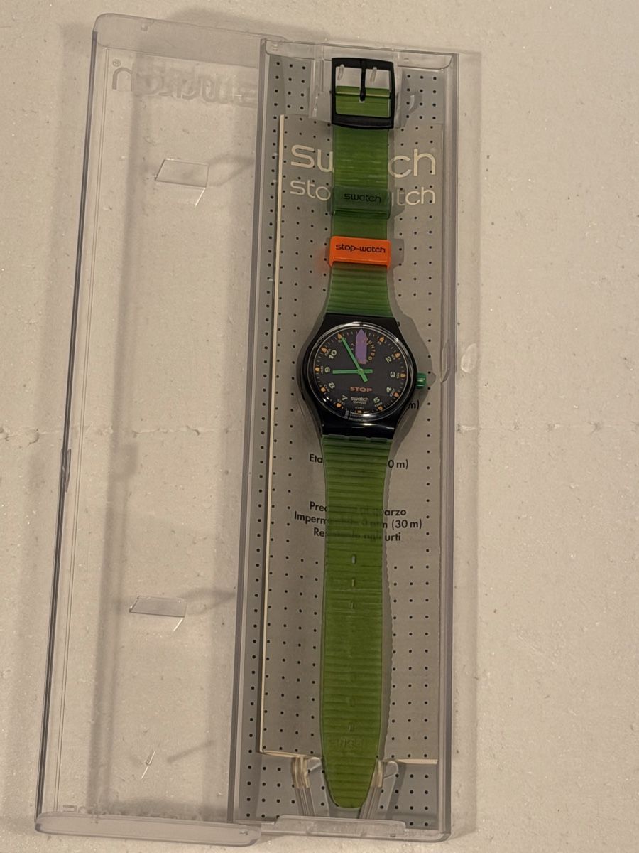 Swatch Uhren: Swatch STOP Watch green band, black case – Gebraucht aus Lausanne von artnouveau05 1