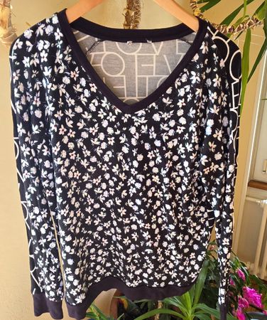 Pull col V coton (brun/blanc)
