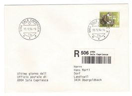 Letztagsbrief: Schliessung Poststelle 6953 SALA CAPRIASCA