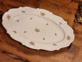 Antike Reichenbach Porzellanplatte Blumen Relief 38 cm