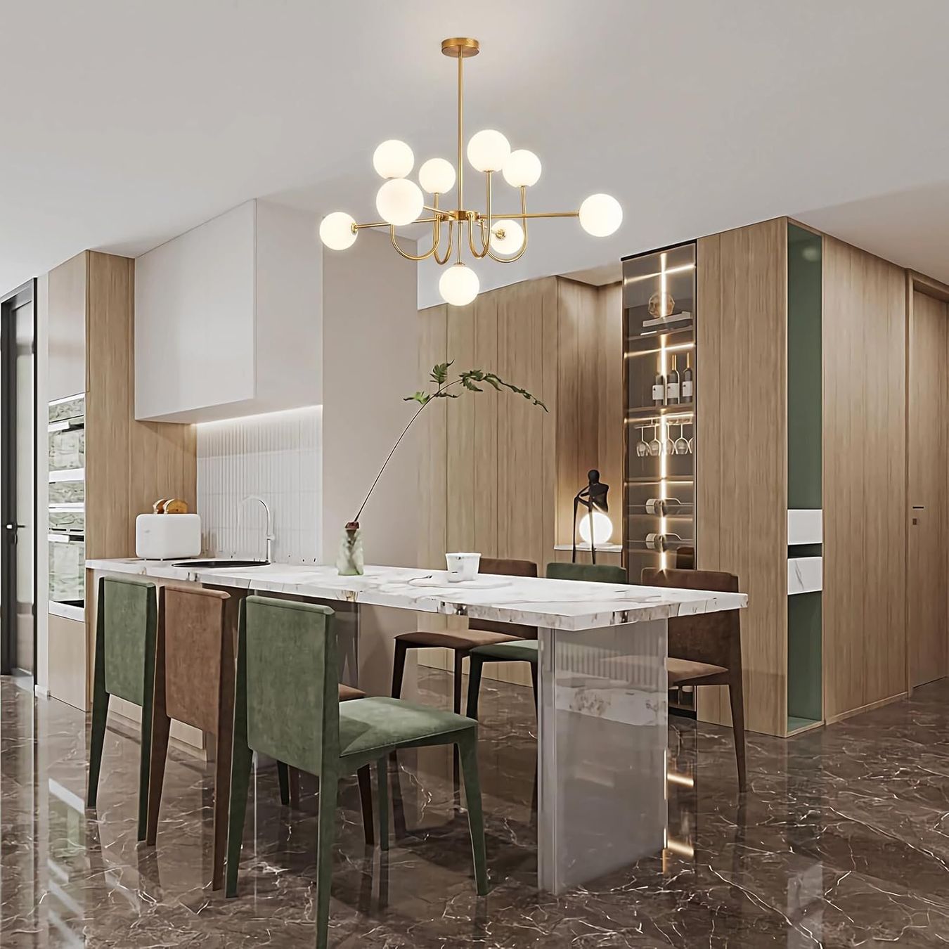 Lampadari & plafoniere: Moderne Sputnik Kronleuchter mit 9 weißen Glaskugeln – Nuovo e nell'imballaggio originale da Wittenbach venduto da VELARO 6
