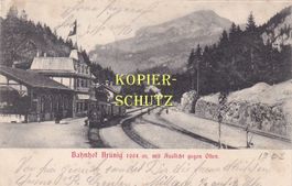 Brünig-Passhöhe, Bahnhof (mit Zügen, belebt) /az
