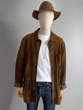 Mandelli Milano Luxus - Wildlederjacke Cognac Gr. 54 Leder