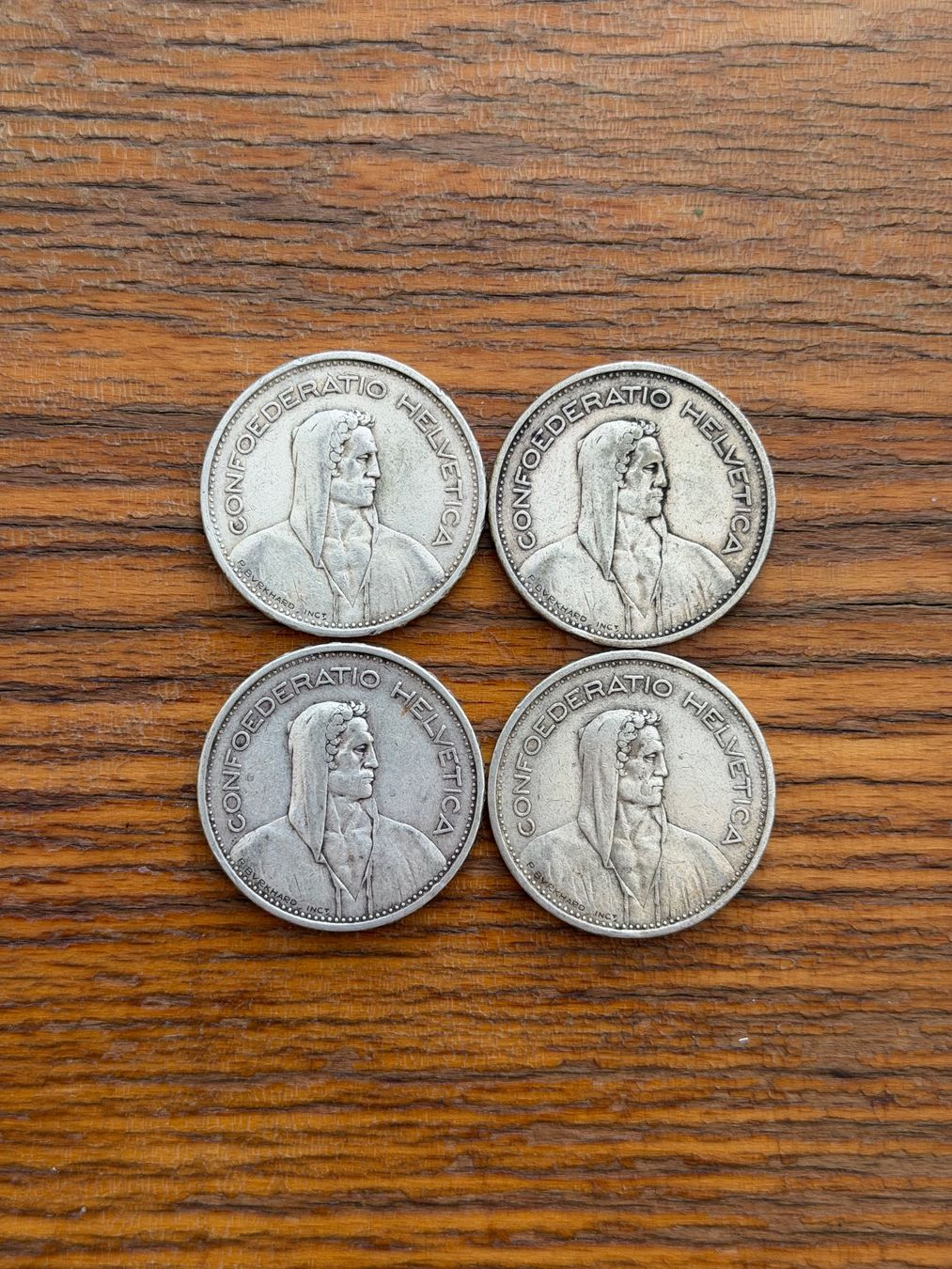Tutti le monete: 4 x 5 Franken Silber – Usato da Zürich venduto da Abatar 1