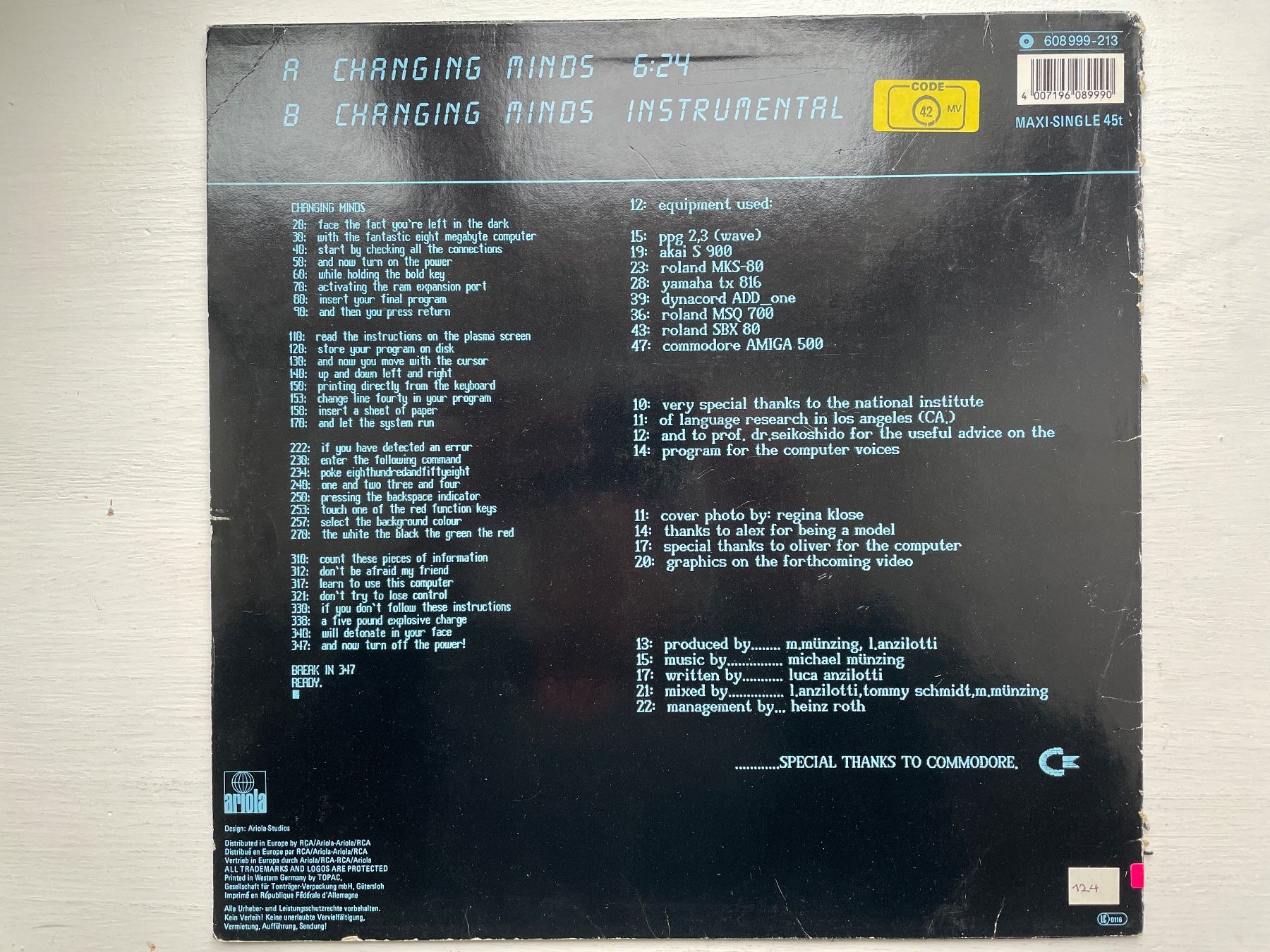 Dischi in vinile: 16 Bit - Changing Minds - 12" Maxi, 1987 – Usato da Zürich venduto da Andy_t71 1