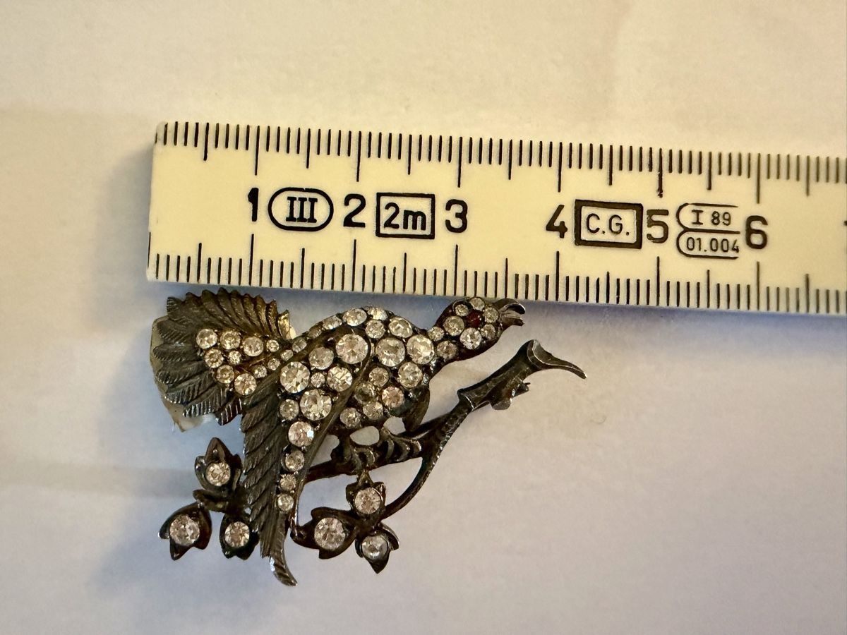 Spille & Fermagli: Antike Vogel-Brosche mit Strass, 925er Silber – Usato da Lamone venduto da LaCantinaMagica 9