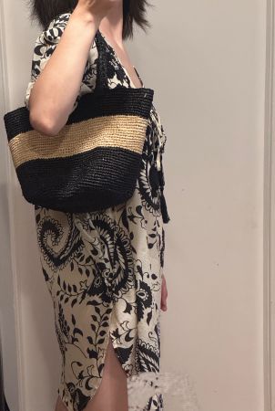 Raffia Tragetasche Handgemacht Tote Bag Neuwertig