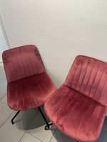 2 Stühle| Samt| rosa| bordeaux| drehbar| Metallbeine