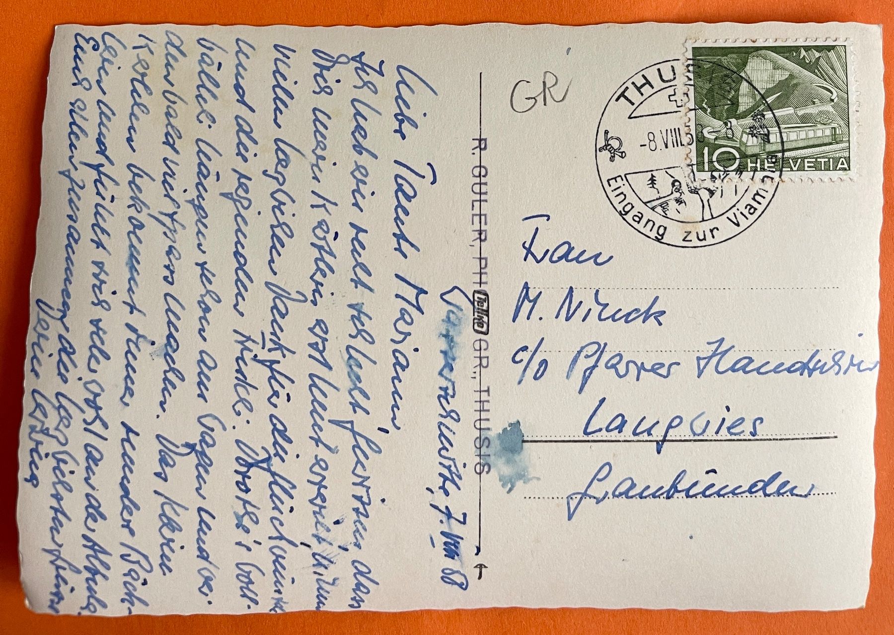 Cartoline postali: THUSIS - 1958 – Usato da Lutry venduto da Ediego 1