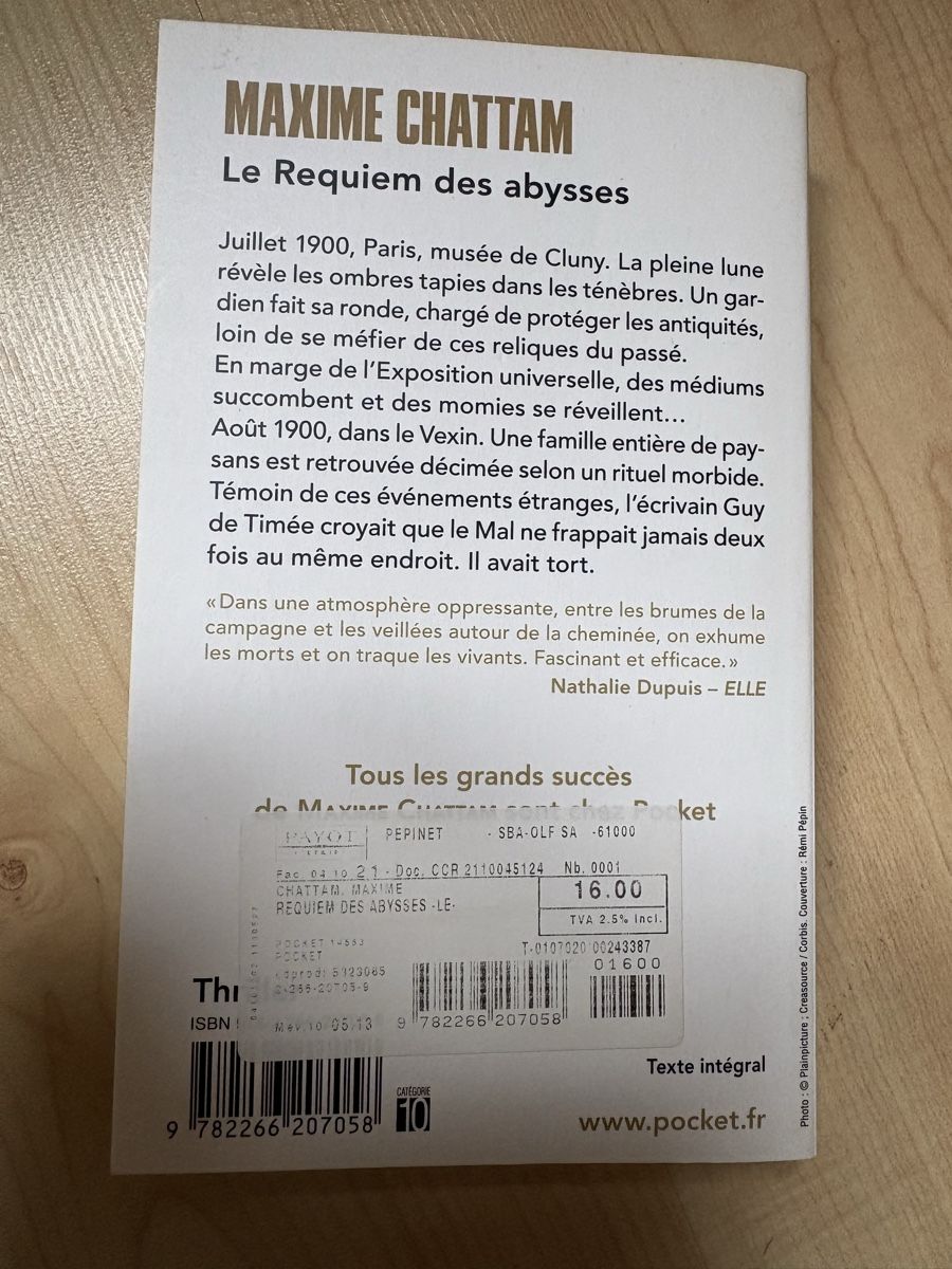 Libri: Maxime Chattam - le requiem des abysses – Usato da Zweisimmen venduto da Domii 1