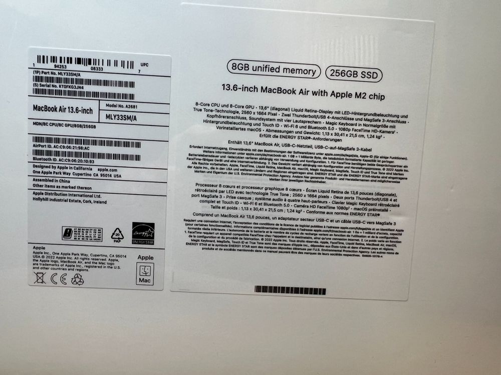 MacBook Air 2022 [13.6, M2 Chip, 8 GB RAM, 256 GB SSD, MLY33SM/A] - Apple  MacBook