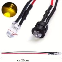 10 Stk LEDs 5mm gelb verkabelt mit Sockel 9-12V