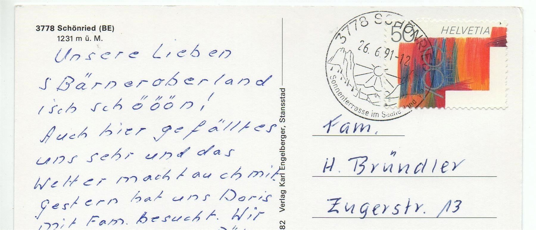 Cartes postales: 4-Bild-AK SCHÖNRIED mit Bahn – D'occasion à Jona par philajona 1