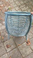 Deko-Korb / Übertopf aus Rattan – Vintage-Stil – Blau-Grau