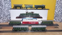 Märklin SBB Krokodil HO mit 2Trafos,8Wagen,Schienen,Weichen