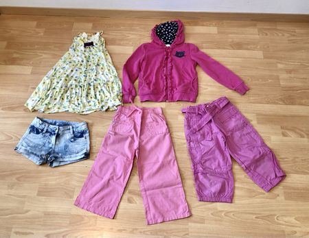 Mädchen Kleiderpaket Gr. 128 Sommerkleid Shorts Hose pink bl